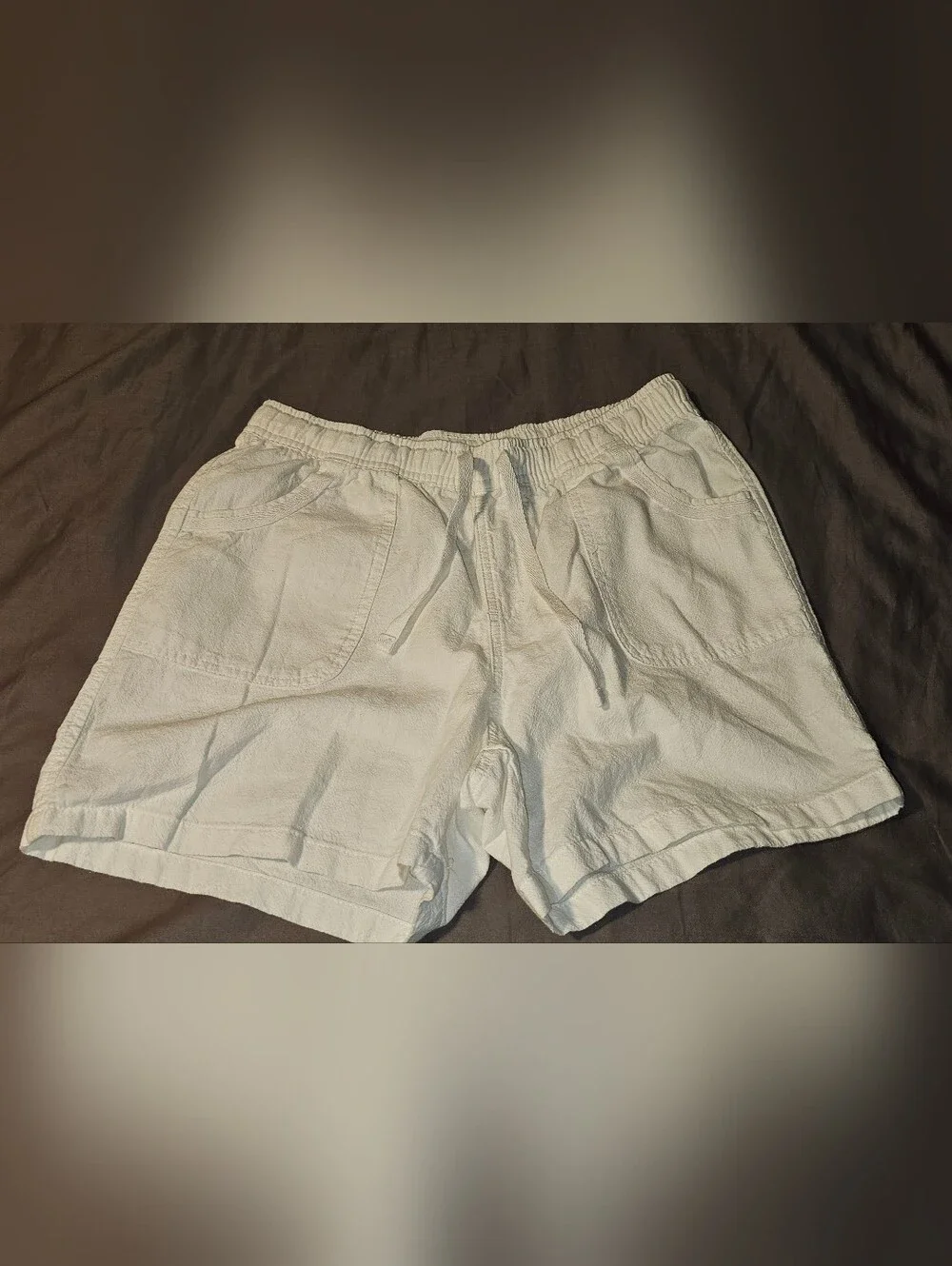 Laura Scott Elastic Drawstring Casual Shorts White Size Petite Small